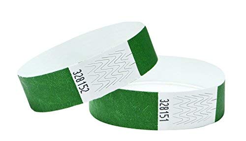 J&R Wristbands Paper Like Made from Tyvek. 1000 Pack Green