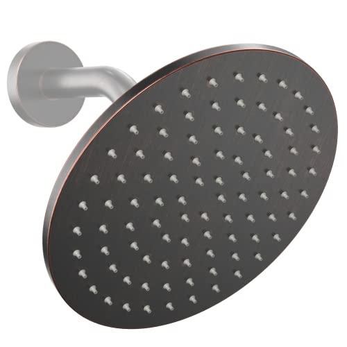 ALL METAL 8 Inch Rain Shower Head Oil Rubbed Bronze 2.5 GPM High Flow
