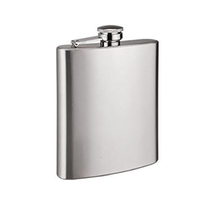 Menzy Stainless Steel Hip Flask for Carrying Liquor - Silver (Approx. 210 ml)