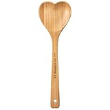 Heart Shaped Bamboo Spoon - Engraved SPOONFUL OF LOVE Wooden Serving Mixing Spoon - Vintage Country Kitchen Wood Utensil - Unique Gift Idea