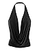 LE3NO Womens Lightweight Sexy Low Cut Halter Top with Stretch,Medium,L3NWT371_BLACK