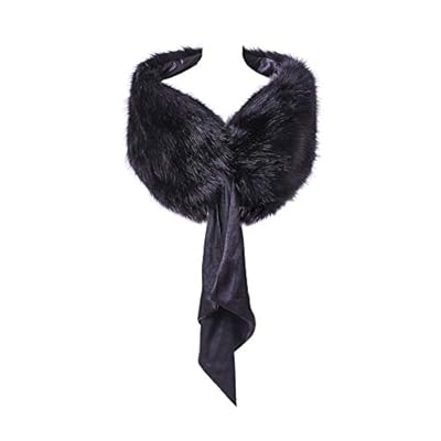 Dikoaina Faux Fur Wrap Shawl Collar Scarf Cape with Satin Bowknot for Bridal Wedding Evening 1920s Party Dikoaina Faux Fur Wrap Shawl Collar Scarf Cape with Satin Bowknot for Bridal Wedding Evening 1920s Party