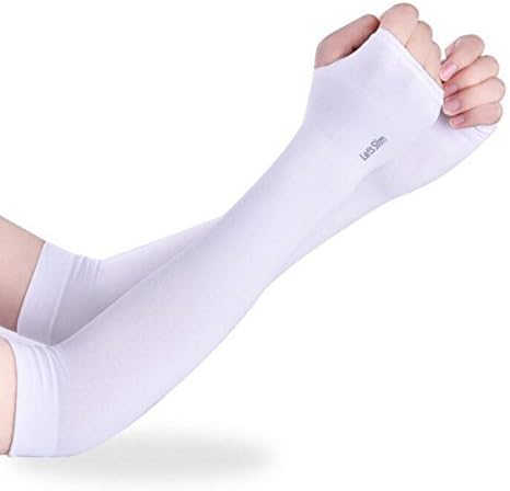 Vividly Arm Sleeves UV Sun Protective Arm Compression Cover Warmer Cooler 1 pair for Bike/Hiking/Golf White