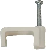 TR Cable White Flat Cable Clips 18mm - 50 Pieces - Nail Wall Mount Wire view 2