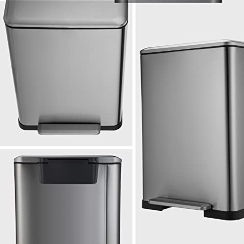 Home Zone Living 13 Gallon Dual Kitchen Trash Can, Dual Compartment
