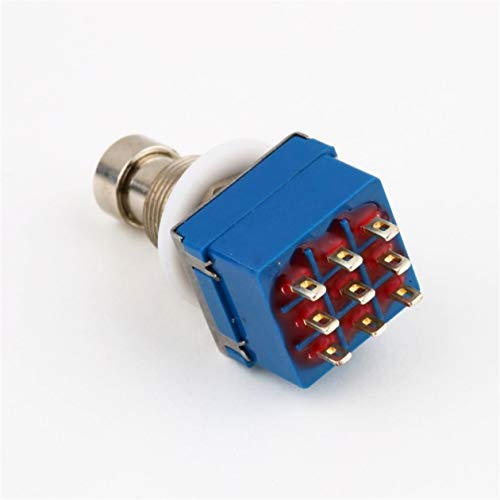 Heraihe 9-pin 3PDT Guitar Effects Pedal Box Stomp Foot Metal Switch True Bypass Practical Metal Switch Guitar Accessories Blue & Silver