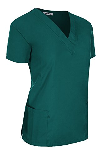 MedPro Women's Medical Scrub Set Mock Wrap and Cargo Hunter Green M (GT-766)
