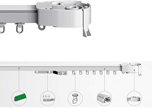 Automatic Curtain System Electric Remote Controlled Drapery System Track Center Opening & Wall Mount Brackets (206-240 inch)