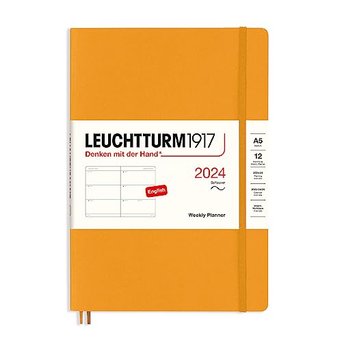 LEUCHTTURM1917 367660 Wochenkalender, Softcover, Medium (A5) 2024, 12 Monate, Rising Sun, Englisch