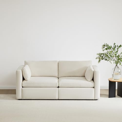 CHITA Small Modular Sectional Fabric Sofa Set, Extra Comfty Loveseat Cloud Couch, FSC Certified Modular Sectional Couch for Living Room, 78 inch Width, 2 Seat Modular Sofa, Linen