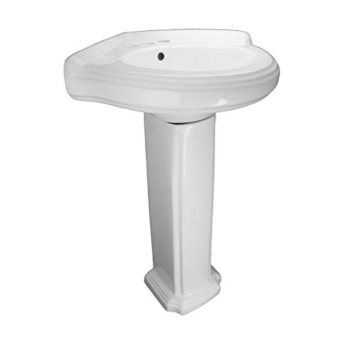 Portsmouth 22 Inch Corner Pedestal Bathroom Sink Small White Overflow