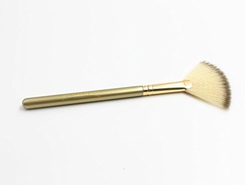 ELEGANT BEAUTY Fan Makeup Brush With Soft Nylon Hairs and Gold Painted Wooden Handle, good choice for birthday gift and holiday surprise collectings!
