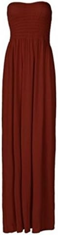 RZN Fashion Women,s Plain Plus Size Boobtube Sheering Long Elasticated Bandeau Summer Maxi Dress (2XL, Wine)