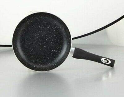 Black Marble Coated Granite Non Stick Frying Pan Safe for Gas Electric Induction Hob (20 cm)