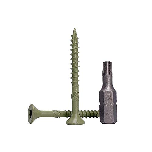 (100 Stück) grün Korrosionsschutz Finish 4,0 x 40 mm Holzbauschrauben Torx Kopf Typ 17 Senkkopf Außenschraube (100, 4,0…