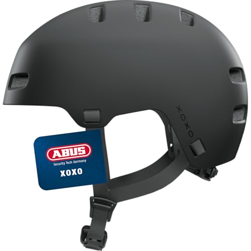 ABUS Fahrradhelm XOXO, Cityhelm im Skater-Look, Größe L, Schwarz