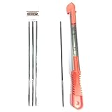 Cataumet Chainsaw Sharpener Files –5/32 Inch - 4 Carbon Steel Chain Files And 1 Non-Slip File Handle Guide