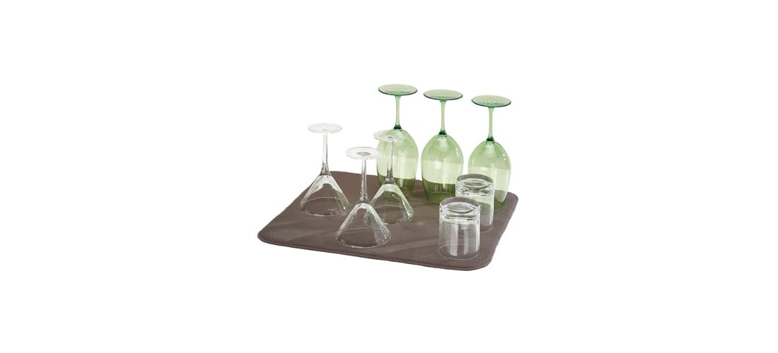 iDesign iDry Dish Drainer Mat, Large Quick-Drying Draining Board Mat, Made of Polyester, Mocha/Ivory