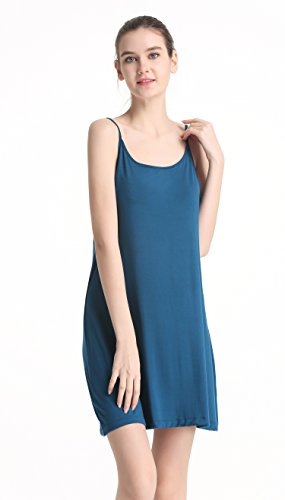 Cherislpy Women's Cute Criss Cross Back Nightdress Loose Hollow Out Camisole Sleepwear(Navy Blue,XL)