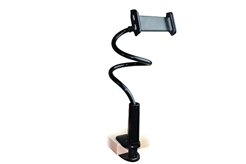 Tablet/Phone Universal Holder Mount Flexible Long Arm Stand (32 inchs/80mm) 360Roating Bolt Clamp Comptiable for iPhone 6s/6 iPad air2/air iPad mini And All Tablets (Black)