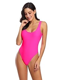 MIAIULIA Traje de baño de una pieza con espalda baja y acolchado de corte alto inspirado en los años 80 y 90