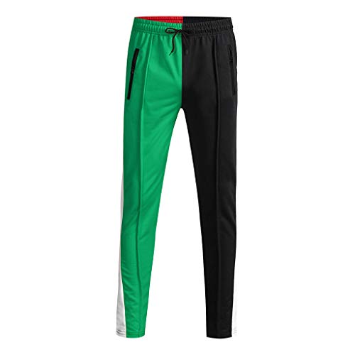 AgrinTol Mens Sports Pants, Fashion Men's Casual Solid Loose Patchwork Color Sweatpant Trousers Jogger Pant Green