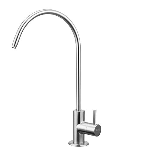 Primy 100% Lead-Free Drinking Water Filter Faucet with Single Handle for Water Filtration Systems & Reverse Osmosis Systems - Spot Resist SUS304 Stainless Steel - Brushed Nickel Steel Finish