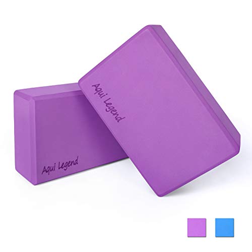 Aqui Legend Yoga Blocks 2-Pack, High Density Latex-Free EVA Foam Blocks for Yoga/Pilates/Meditation, Non-Slip Surface for Improve Stretching and Aid Balance and Flexibility