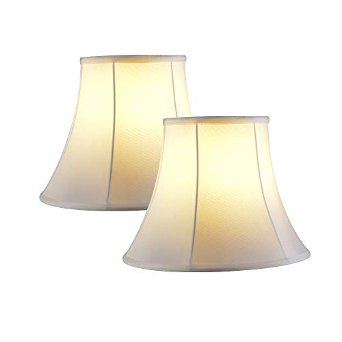 Beige Lamp Shade Set of 2, E Brand Bell Fabric Lamp Shade for Table Lamp and Floor Lamp. 9x18x14 inch, Satin Fabric Hand Crafted, Spider