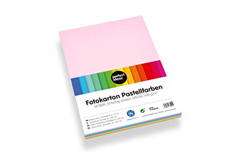 perfect ideaz - 50 Blatt Fotokarton DIN-A4, 10 Pastell-Farben, 300 g/m², Made in Germany, Blauer Engel zertifiziert – Bild 7
