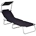 Heize best price Black Foldable Outdoor Relax Chaise Lounge Beach Chair Bed Camping Recliner w/Canopy Cot Outdoor Portable Military Bed Hiking(U.S. Stock)thumb 2