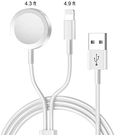 Watch Charger,Welldiea 2 in 1 Watch Charger with 5ft/1.5m Portable Charging Cable Compatible with Apple Watch Series 4/3/2/1,iPhoneXR/XS/XS Max/X/8/8Plus/7/7Plus/6/6Plus/iPad4/iPad Air/iPad Mini