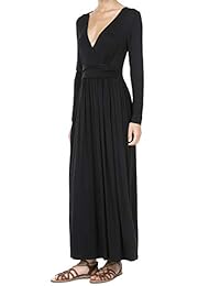 TIENDA DORDOR maxivestido plisado con cuello en V y mangas largas para mujer