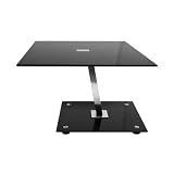 Premier Housewares - Mesa auxiliar (tablero de cristal templado, patas cromadas, 42 x 65 x 65 cm), color negro