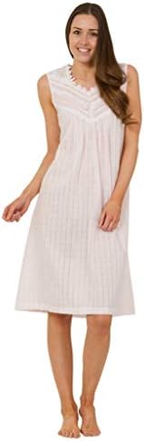 SLEEPZZZ 100% Cotton Lawn Willow Sleeveless Nightdress Pale Pink