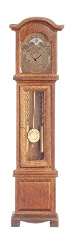 Dollhouse Miniature 1:12 Scale Walnut Quartz Clock #T6960