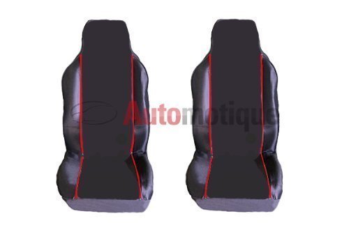 Motorhome PREMIUM BLACK SEAT COVERS RED PIPING 1-1