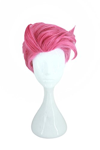 Anime Game Characters Short Cosplay Wig Halloween Costume Party Rose Red Hair