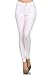YELETE Women's Basic Five Pocket Stretch Jegging Tights Pants, White, Large