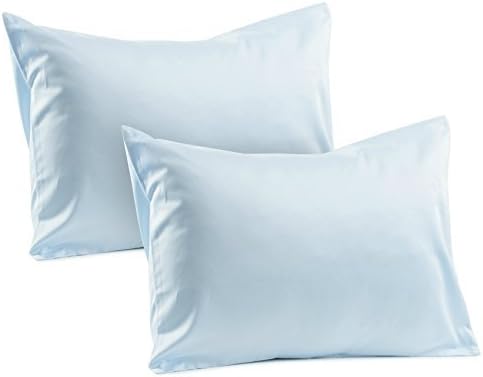 2 Blue Toddler Pillowcases 100% Cotton Soft Sateen Toddler Pillowcase 400 TC Pillowcase Covers 14"x19" or 13"x18" Toddler Baby Travel Pillows Naturally Hypoallergenic Envelope Style Blue Pillow Cases
