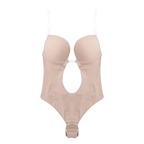 iEFiEL Damen Body Figurformender Unterwäsche Bodysuit tiefer V-Ausschnitt Lingerie Bodys Tops Oberteile BH Push-Up… – Bild 5