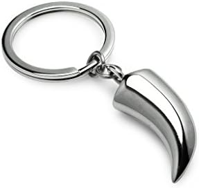 Stainless Steel Key Chain, Silver Tone Horn Key Chain for Men Boys