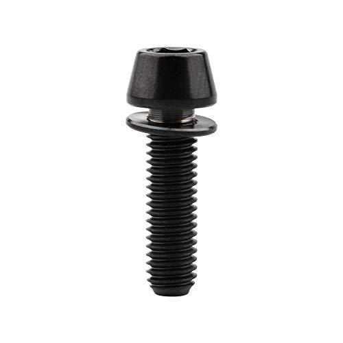 Wanyifa Titanium Ti Allen Hex M5x16 18mm Tapered Head Bolt with Washer Screw for Bicycle Stem Parts Pack of 6 (Black, M5x18mm)