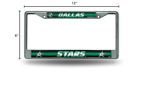 Rico Industries NHL Dallas Stars Bling License Plate Chrome Frame 12 x 6 12 x 6 Silver Bling Chrome Car/Truck/SUV Auto Accessory