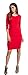 POZON Women's Long Sleeve Scoop Neck Midi Bodycon Pencil Dress Red S
