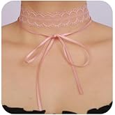 Beryuan Vintage Lace Bow-knot Collar Choker Necklace - Gothic Lace Pattern - Halloween Costume for Women (Pink)