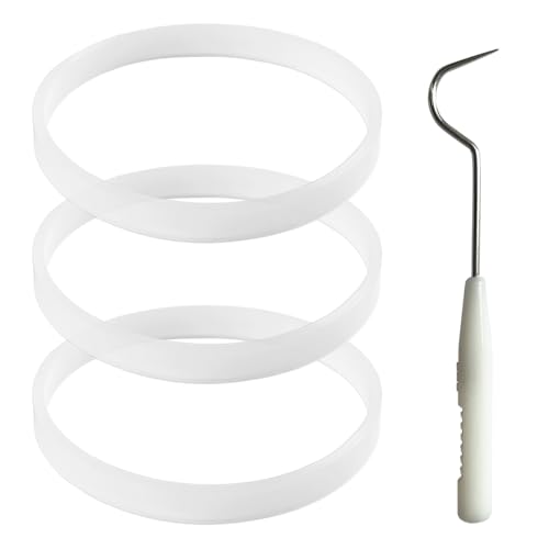 3 Pack Rubber Gaskets Replacement，BEBEEPOO Rubber Gaskets 3.94 inch Sealing Gaskets White O-Ring Replacement Parts for Ninja Blender CT680 BL456-30 BL681A BL682,blender base and blade are 7 fins.