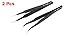 13cm Length Black Anti-magnetic Straight Curved Tweezers 2 Pcs