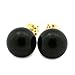 14k Yellow Gold 8 Millimeters Black Simulated Onyx Ball Stud Earrings