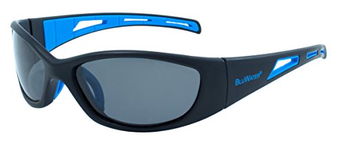 BluWater Polarized Buoyant Series Sunglasses with Matte Black Frames and Gray Lenses